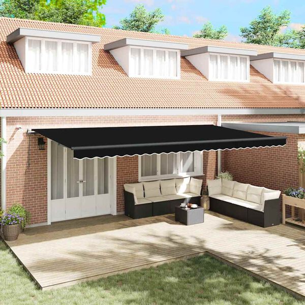 vidaXL Tecido de Toldos com Preto 600 &times; 300 cm Poli&eacute;ster