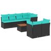 vidaXL 8 pcs conjunto de sof&aacute;s p/ jardim c/ almofad&otilde;es vime PE preto