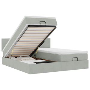 vidaXL Estrutura cama otomana colch&otilde;es 160x200cm veludo cinzento claro