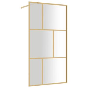 vidaXL Divis&oacute;ria de chuveiro 115x195 cm vidro transparente ESG dourado