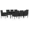 vidaXL 9 pcs conjunto de jantar para jardim vime PE e a&ccedil;o preto