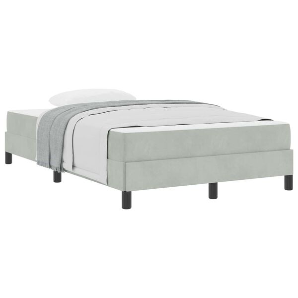vidaXL Cama Box com colch&atilde;o Cinzento-claro 120 x 190 cm tecido