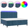 vidaXL Cama box spring c/ colch&atilde;o/LED 200x200 cm veludo azul-escuro