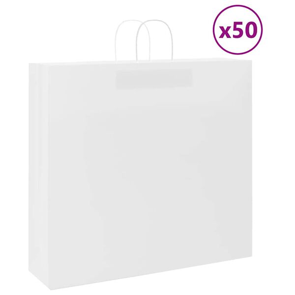 vidaXL Sacos de papel 50 unid com al&ccedil;as branco 54x15x49 cm