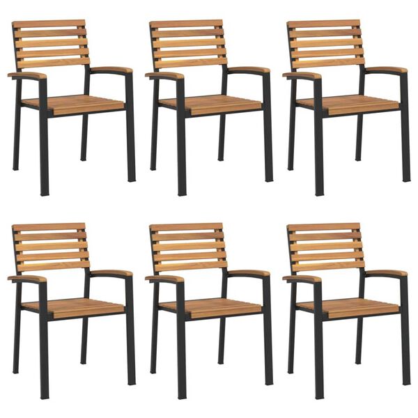 vidaXL Conj. jantar p/ jardim 7 pcs madeira de ac&aacute;cia maci&ccedil;a e metal