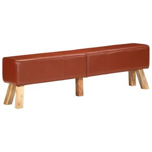 vidaXL Banco de gin&aacute;sio 160 cm couro genu&iacute;no castanho