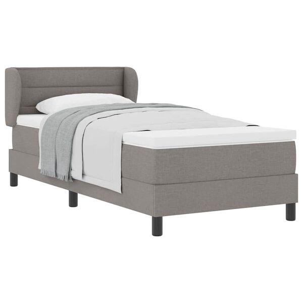 vidaXL Cama Box com colch&atilde;o Cinzento-acastanhado 90 x 190 cm tecido