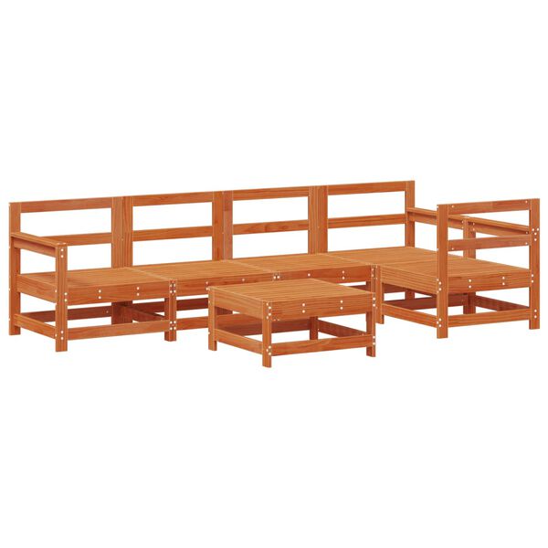 vidaXL Conjunto de Lounge de Jardim 6 pcs Castanho Cera