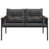 vidaXL Banco de jardim com almofadões 116 cm aço preto