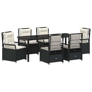 vidaXL Conjunto de Jantar para Jardim 7 pcs Preto vime PE