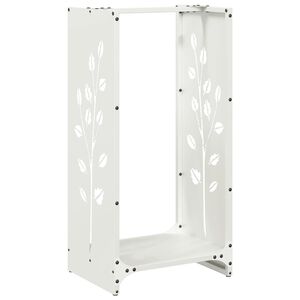 vidaXL Suporte para lenha 40x30x80 cm a&ccedil;o laminado a frio branco