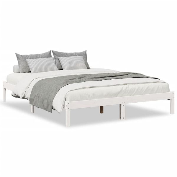 vidaXL Cama extra longa sem colchão 160x210 cm pinho maciço branco