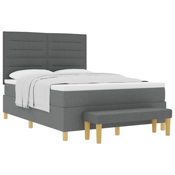 vidaXL Cama Box com colch&atilde;o Cinzento escuro 160 x 200 cm tecido
