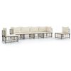 vidaXL 6 pcs conjunto lounge de jardim c/ almofad&otilde;es vime PE antracite