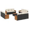 vidaXL 13 pcs conjunto de sof&aacute;s de jardim com almofad&otilde;es vime PE preto