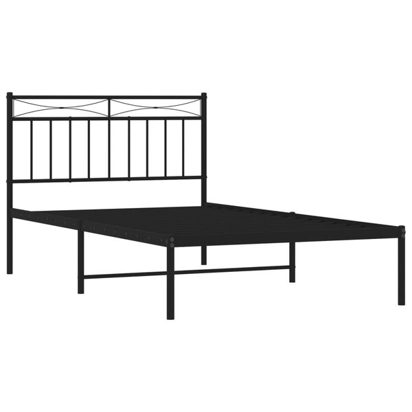 vidaXL Estrutura de cama com cabeceira 107x203 cm metal preto