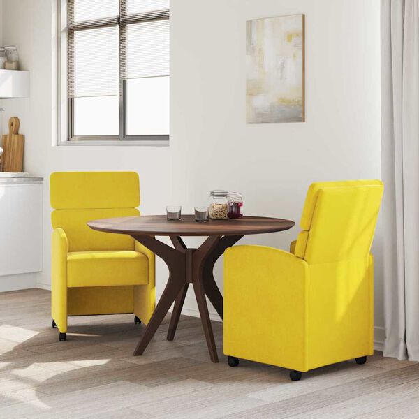 vidaXL Cadeiras de Jantar com Rodas 2 pcs Amarelo 58 x 65 x 98 cm
