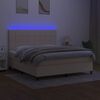 vidaXL Cama box spring c/ colch&atilde;o e LED 180x200 cm tecido cor creme
