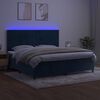 vidaXL Cama box spring c/ colch&atilde;o/LED 200x200 cm veludo azul-escuro