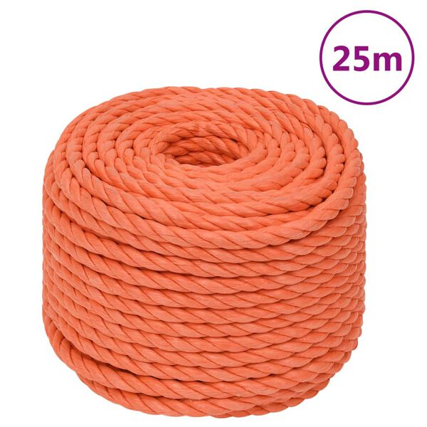 vidaXL Corda de trabalho 16 mm 25 m polipropileno laranja