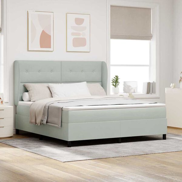vidaXL Cama Box com colch&atilde;o Cinzento-claro 200 x 180 cm Poli&eacute;ster