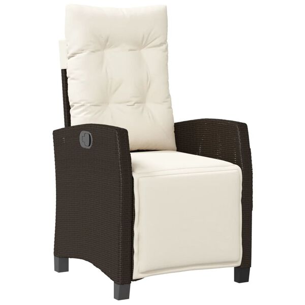 vidaXL 7 pcs conjunto jantar p/ jardim c/ almofad&otilde;es vime PE castanho