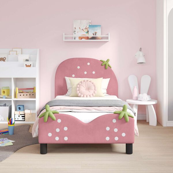 vidaXL Estrutura de Cama Infantil com Cabeceira Rosa 80 x 160 cm