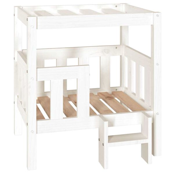vidaXL Cama para c&atilde;es 65,5x50,5x70 cm madeira de pinho maci&ccedil;a branco