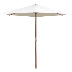 vidaXL Guarda-sol com mastro em madeira 270x270 cm branco nata