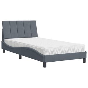vidaXL Cama com colch&atilde;o Hanko 100x200 cm veludo cinzento-escuro