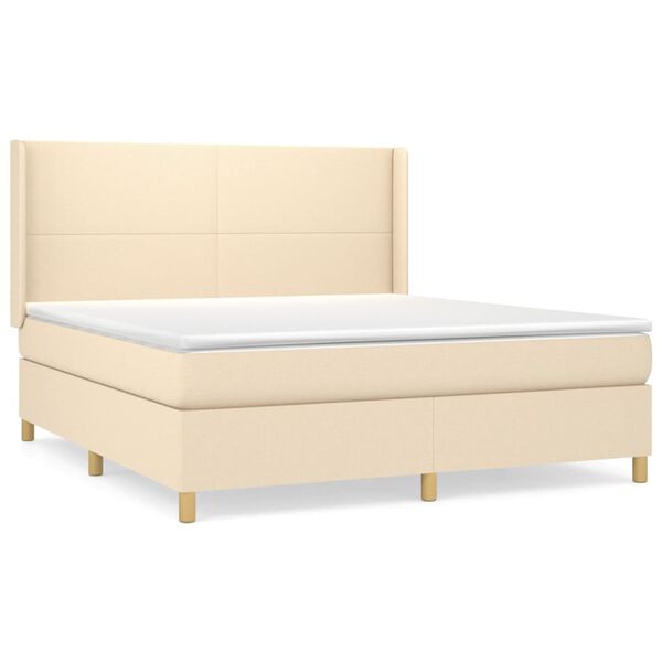 vidaXL Cama com molas/colch&atilde;o 160x200 cm tecido cor creme