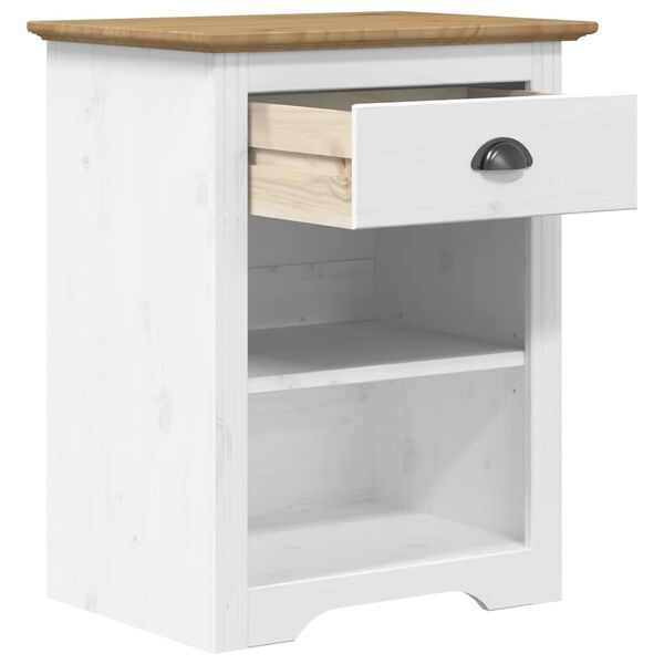 vidaXL Mesa de cabeceira BODO 53x38,5x67 cm pinho maciço castanho