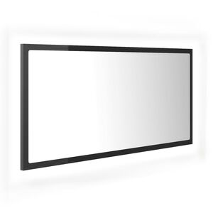 vidaXL Espelho casa banho c/ LED 90x8,5x37 cm acr&iacute;lico cinza brilhante