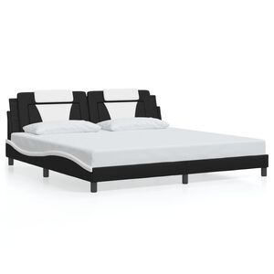 vidaXL Estrutura de cama Viana sem colch&atilde;o couro artificial preto e branco