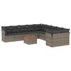 vidaXL 11 pcs conjunto sof&aacute;s de jardim c/ almofad&otilde;es vime PE cinzento