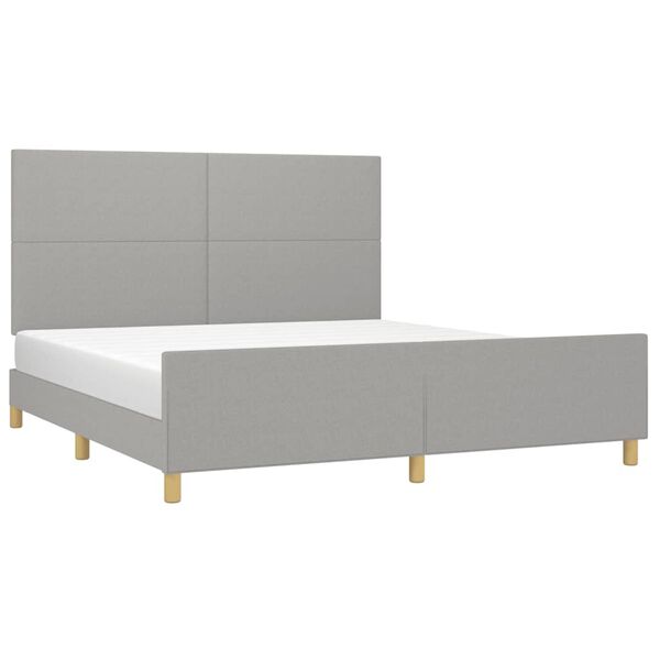 vidaXL Estrutura de cama sem colch&atilde;o 160x200 cm tecido cinzento-claro