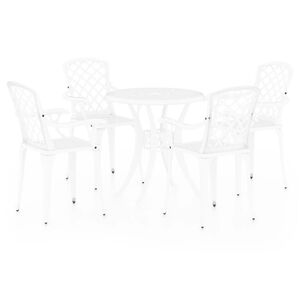 vidaXL 5 pcs conjunto de bistr&ocirc; alum&iacute;nio fundido branco