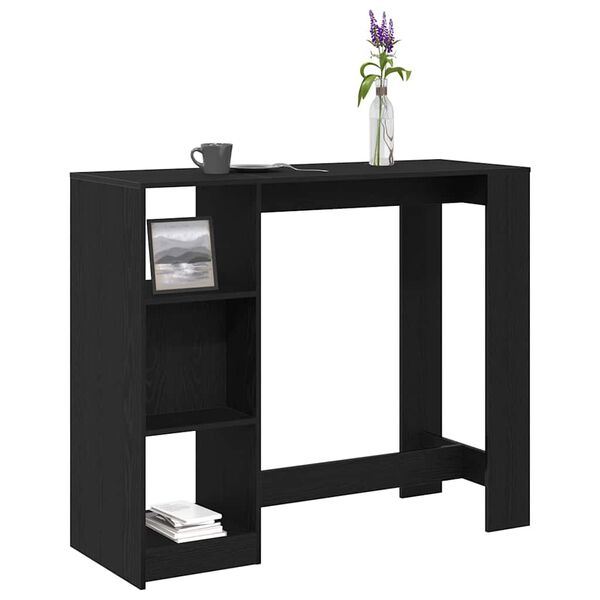 vidaXL Mesa de bar com prateleira Carvalho Preto 124 x 46 x 103.5 cm