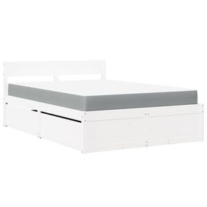 vidaXL Cama com gavetas e colch&atilde;o 120x190 cm pinho maci&ccedil;o branco