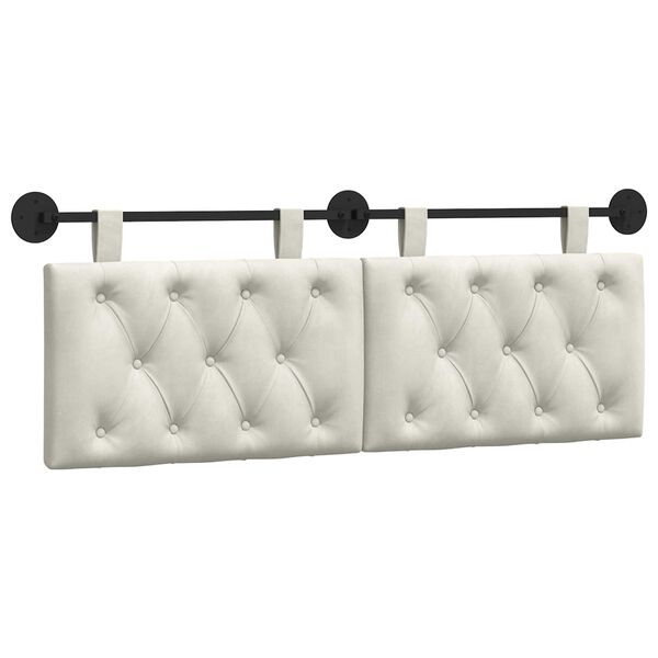 vidaXL Cabeceira Suspensa Creme 150 x 55 x 7 cm Veludo