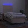 vidaXL Cama box spring c/ colch&atilde;o e LED 90x200 cm tecido cor creme
