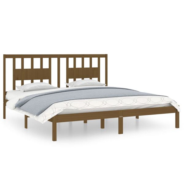 vidaXL Estrutura de cama 200x200 cm pinho maci&ccedil;o castanho mel