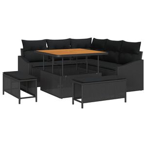 vidaXL Conjunto de Sof&aacute; de Jardim 8 pcs Preto Rattan Sint&eacute;tico