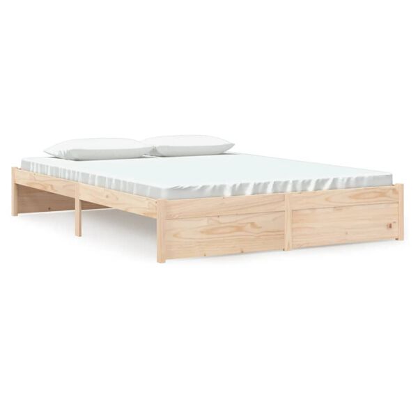 vidaXL Estrutura de cama king 150x200 cm madeira maci&ccedil;a
