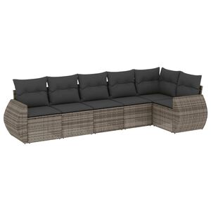 vidaXL 6 pcs conjunto sof&aacute;s de jardim com almofad&otilde;es vime cinzento