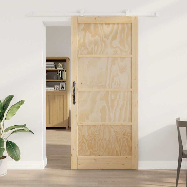 vidaXL Porta Deslizante Castanho 93 x 211 cm
