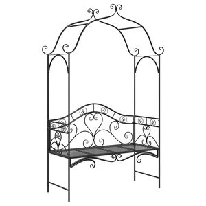 vidaXL Banco de jardim Preto 121 x 48 x 200 cm A&ccedil;o