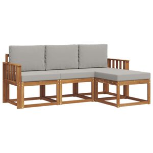 vidaXL Conjunto de Sof&aacute;s para Exterior 4 pcs Cinza Natural e Claro