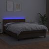 vidaXL Cama box spring c/ colch&atilde;o/LED 140x200 cm couro artif. castanho