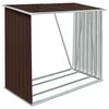 vidaXL Abrigo p/ arruma&ccedil;&atilde;o de troncos jardim a&ccedil;o 163x83x154cm castanho